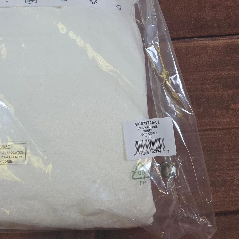 Bambeco Duvet Cover King White New 100% Pure Linen 96x110 Bedding